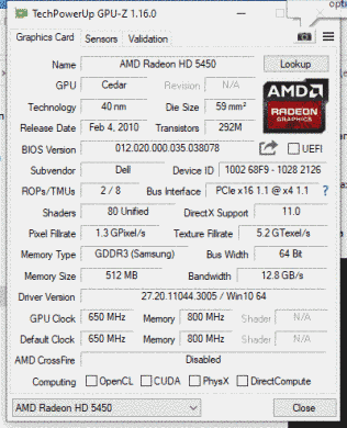 AMD HD 5450 GDDR3 512Mb 64bit
